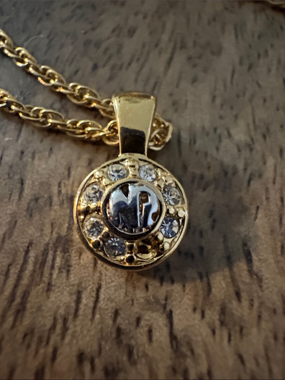 Nina Ricci Gold-Tone Medallion Necklace with Clear Crystals